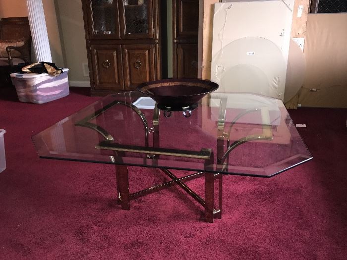 Glass & Brass Coffee Table with matching console table