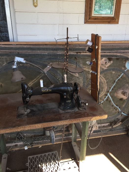 Singer Industrial Sewing Machine with sturdy base.  HEAVY!  Bring help!!!