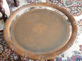 GLASS TOP ORNATE CARVED TABLE