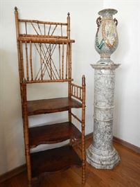 BAMBOO MUSIC STAND & MARBLE PEDESTAL