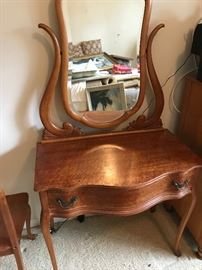 Very Rare Birdseye Maple Serpentine Front Vanity