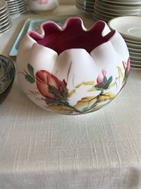 Hand Painted Fenton Rose Bowl