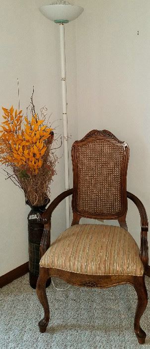 The other host chair, floor lamp & tall vase of silks