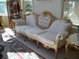 Beautiful ivory and gold gilt Victorian style reproduction furniture.