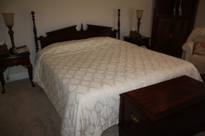 King size early American headboard.  Also twin size electric bed by Cresent