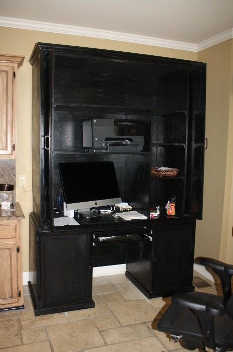 Handcrafted by owner large 2 piece cabinet. Lots of office storage.  Computer not for sale