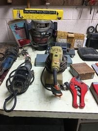 Wood shop, assorted tools