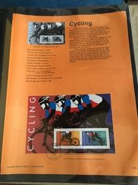 Page from stamp collection - topic of Cycling