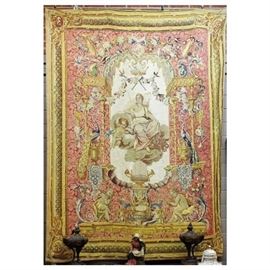Large French Handmade Tapestry After Portique de Junon by De Rambouillet
