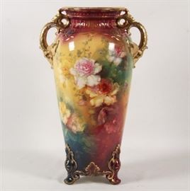 Antique Royal Bonn Floral Hand Painted Vase - 26.5″ in Height