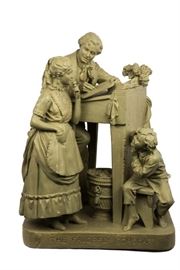19th Century Sculpture by John Rogers | Entitled: “The Favored Scholar” | John Rogers (American, 1829-1904) | Composed of plaster and cast metal | Figural grouping depicting two students with teacher | signed “John Rogers, New York”, dated “April 1 1873″ | Dimensions: 15″ x 12″ x 21” high
Dimensions: 15" X 12" X 21"
Artist or Maker: John Rogers
Medium: plaster and cast metal
Date: APRIL 1, 1873
Notes: Entitled: “The Favored Scholar”