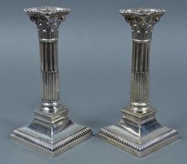 Beautiful pair of 19th Century English Sterling Silver Candlesticks | Each weighted candlestick is hallmarked as follows: Sterling Silver, City of Sheffield, Made by Hawksworth, Eyre & Co. Ltd | Circa. 1894 | Each Candlestick has gorgeous fluted columns | Measures 7 1/2″ H.
Dimensions: 7.5" H
Artist or Maker: Hawksworth, Eyre & Co. Ltd (Sheffield, Englad)
Medium: Sterling Silver
Date: 1894
Condition Report: Very Good Condition.