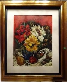 Gorgeous Floral Still Life Oil Painting | Impasto Oil on Canvas | Hand Signed By Artist Lower Center | Very Nicely Housed in Large Gold Frame |Dimensions: Large 38 H x 33 W | Designer’s Favorite.
Dimensions: 38" x 33"
Medium: Impasto Oil on Canvas