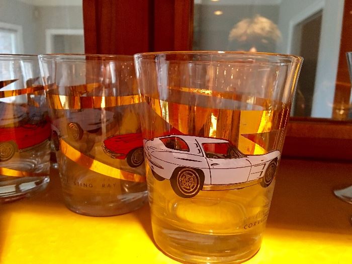 Car/driving/racing-themed double Old Fashion glasses