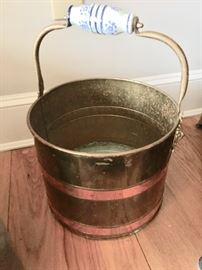 Copper and brass bucket