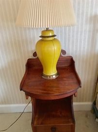 Pair/yellow leather lamps (possibly Chapman)
