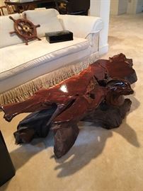 Natural wood lacquer coffee table  (can you see the Eagle?)