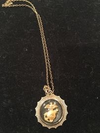 Early Marine Corps sterling pendant on chain