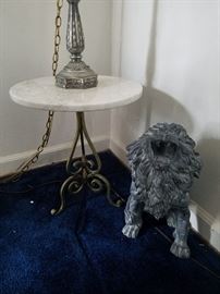 Marble top table, Lion
