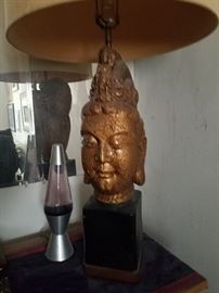 Large Buddha Head Lamp, James Mont style