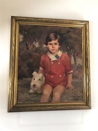 Oil portrait of a child by Sascha Lautman (1901-1995)