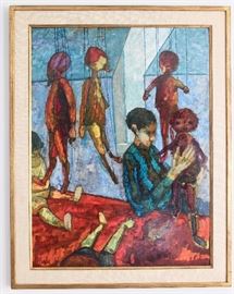 Mid-Century painting (1962) by Donald Purdy