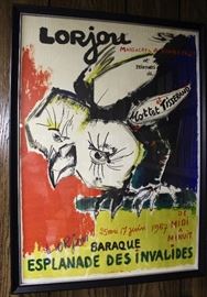Signed Bernard Lorjou (1908-1986) lithograph from his 1957 show "Massacres de Rambouillet" at the Esplanade Des Invalides in Paris.