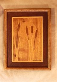 Decorative handmade marquetry inlay wall art by Robert A. Kitchens
