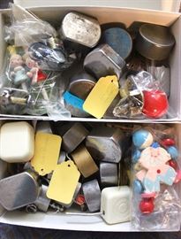 Collection of vintage hand-cranked mechanical music boxes.