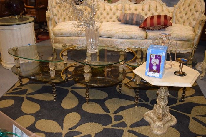 glass coffee and end tables