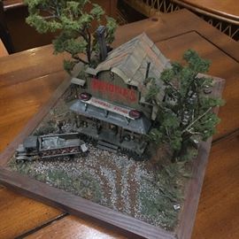 Several railroad dioramas. These were custom-made by a music teacher from UTA back in the 1970s. These are very well done and beautifully detailed in every way