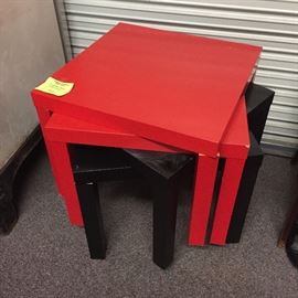 Set of four stackable square tables