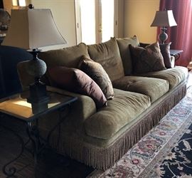 Ladlow's Exquisite Fringe Sofa w/ Matching Chair & Ottoman. (fringe can easily be removed for a more casual look as well)