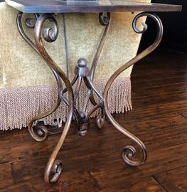 Pair Uttermost Mirrored Tables w Decorative Metal Base