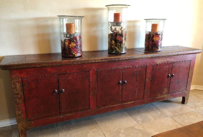 AMAZING Red Antiqued Buffet (check out the 2 complimenting screens as well!)
Set/3 Holland Boone Candle Holders