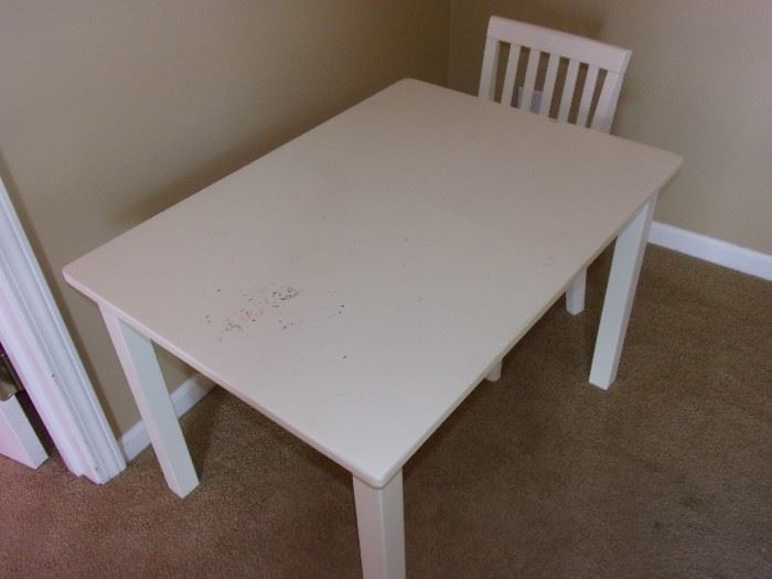Pottery Barn kid's table with two chairs.