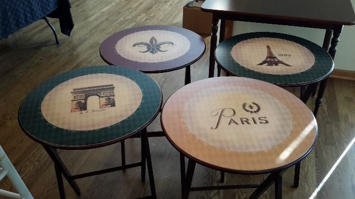 Paris themed tray tables.
