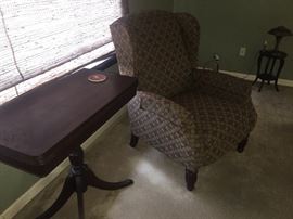 Table folds out and table top swivels