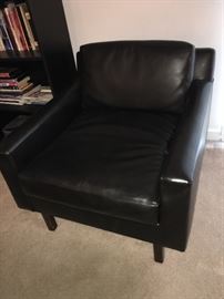 Mid century leather chair, unmarked