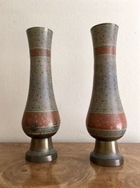 Pair Brass Vases