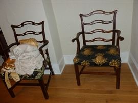 2 Captains Chairs..set of 6 vintage mahogany chairs total..see around the table