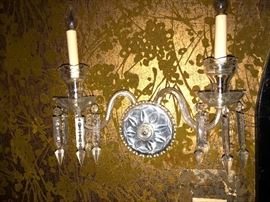 Turn of the century crystal Sconces from Rt 24 Mansion in Madison