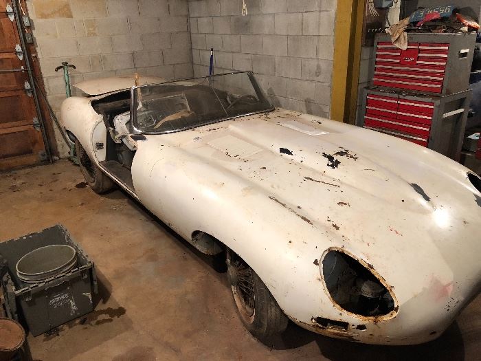 1962 Jaguar XKE Convertible with parts, engine turns over 42K orig. Miles original owner w/ all orig paperwork