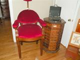Antique dental chair and antique bolt & screw cabinet