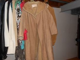 Ladies suede cowl neck coat