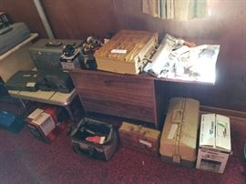 fishing gear lures and tackle with boxes