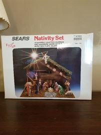 vintage new in box sear musical made in italy nativity set 
