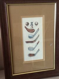 Vintage Gold Clubs, tees, and golf ball picture