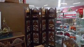 rosewood room divider, die cast tractors,