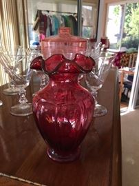 Fenton cranberry vase